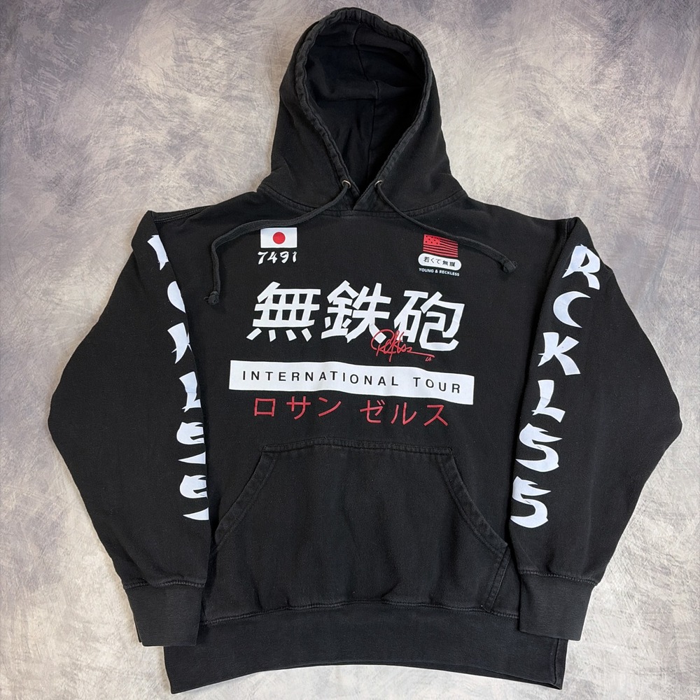 Young & Reckless Hoodie Mens Large Black International Tour Japanese Graphic
